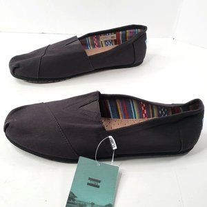 Toms Classic Alpargata Flat Shoes Mens Size 11 Black Canvas Slip On Loafers Shoe